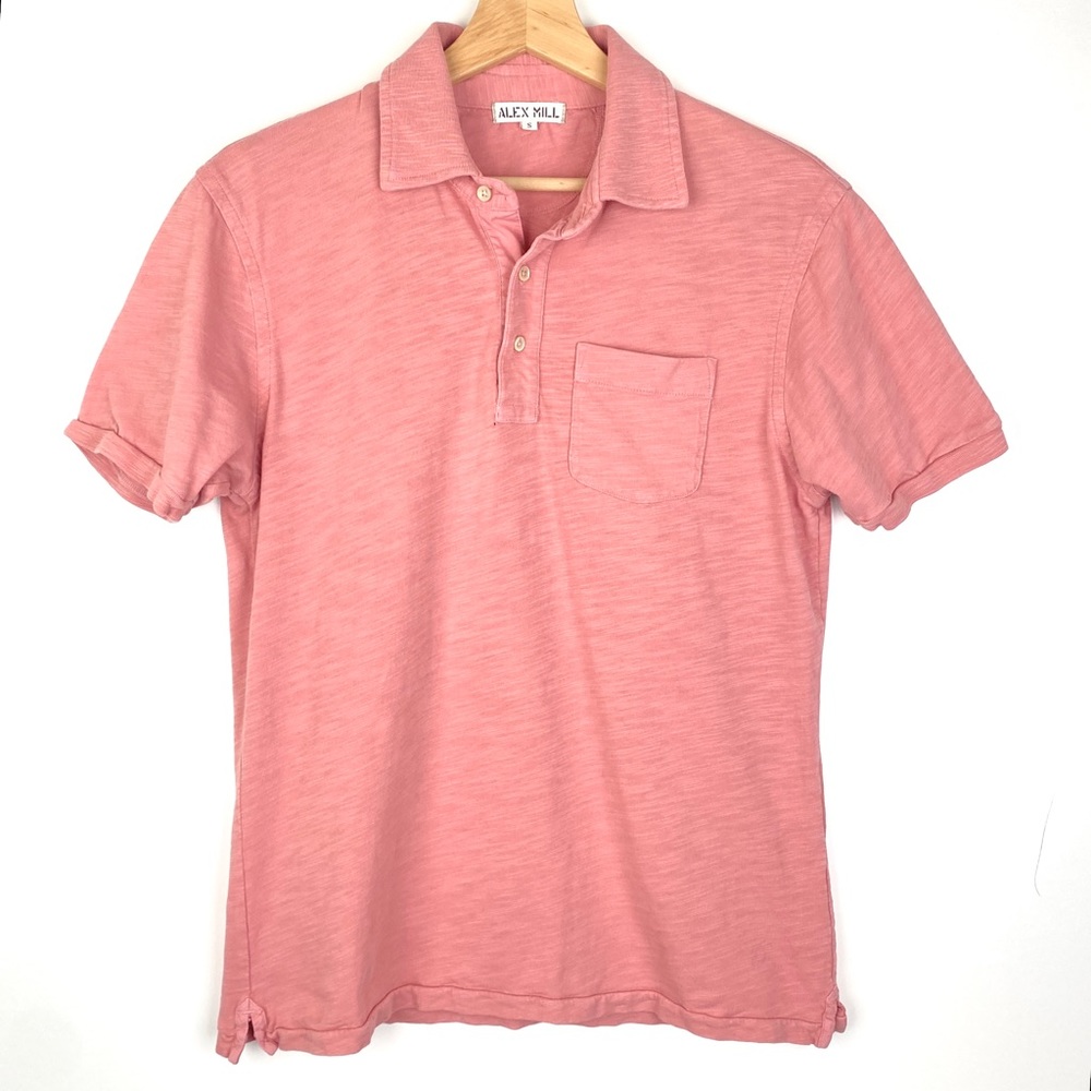 ALEX MILL Standard Slub Cotton Polo Peach